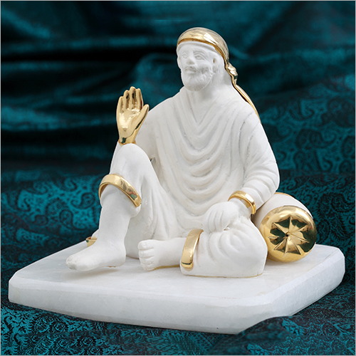 Gold Plated Resin Sai Baba Statue - Small/Mid/Large Sizes Available | Lightweight, Indian Style, Religious Theme, Ideal for Hinduism Decor