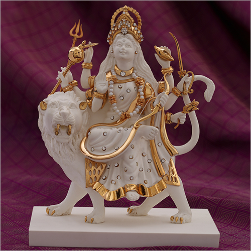 Light Weight Gold Plated Resin Durga Statue