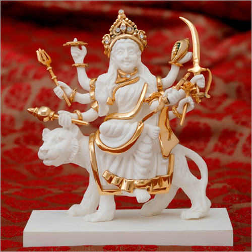 Light Weight Decorative Gold Plated Resin Durga Statue