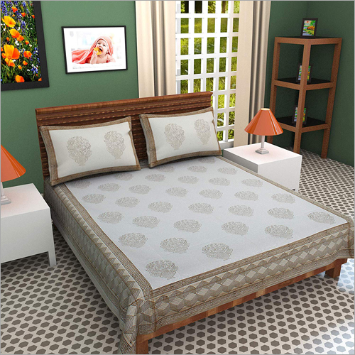Hand Block Printed Double Bed Sheet - 100% Cotton, Full Size | Washable, Available in Various Colors, Perfect for Home and Hotel Use
