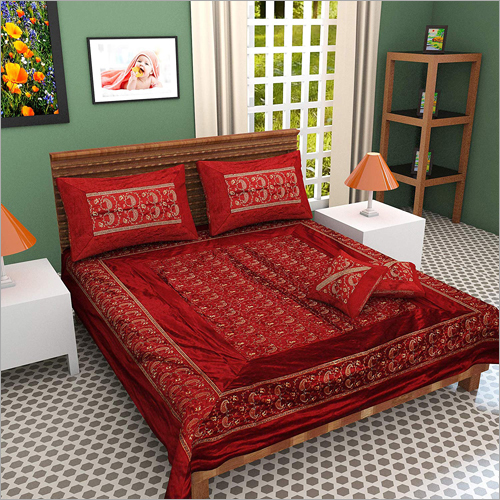 100% प्योर सिल्क एम्ब्रॉयडरी डबल बेडशीट