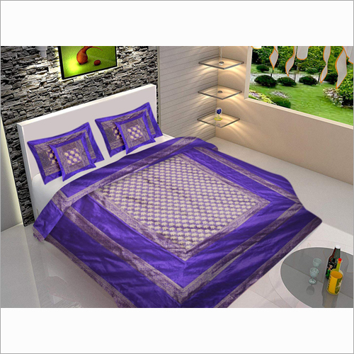 विभिन्न रंगों में उपलब्ध 100% सिल्क ज़री बॉर्डर डिज़ाइनर डबल बेड शीट