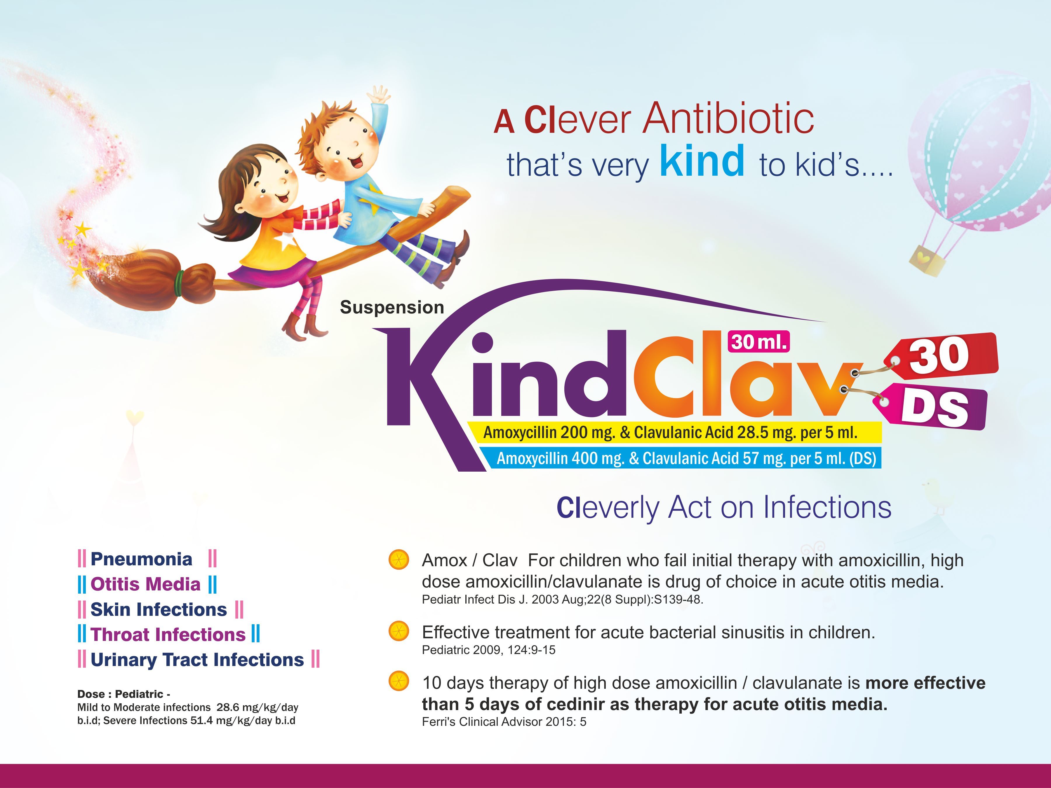 Amoxycillin 400 Mg & Clavulanic Acid 57.5 Mg Per 5 Ml Drug Solutions