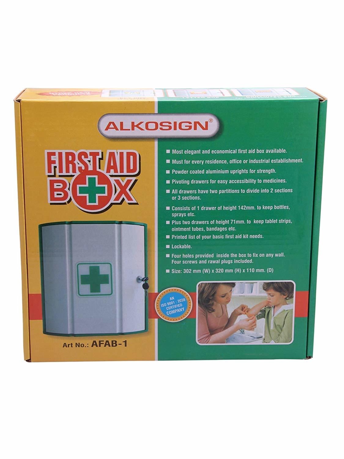 White And Green Alkosign First Aid Box