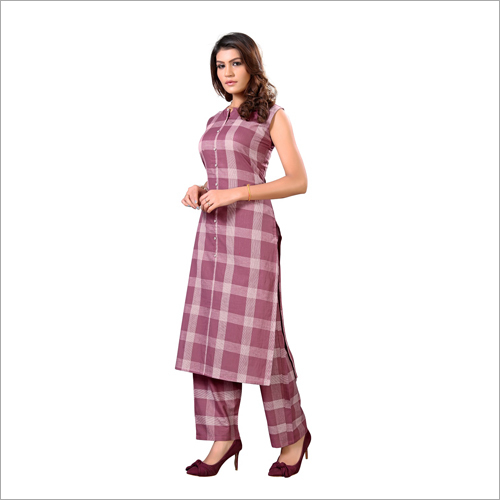 Washable Ladies Check Printed Kurti
