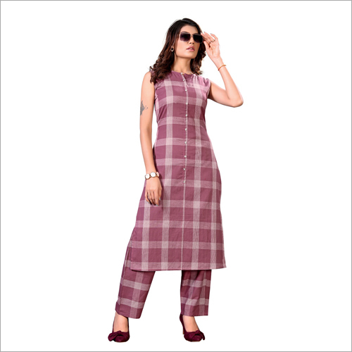 Washable Ladies Check Printed Kurti