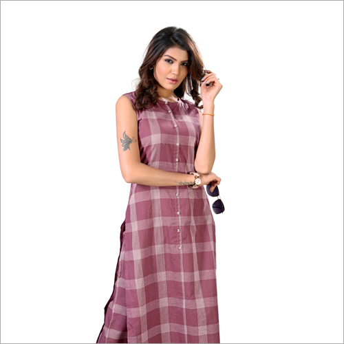 Washable Ladies Check Printed Kurti