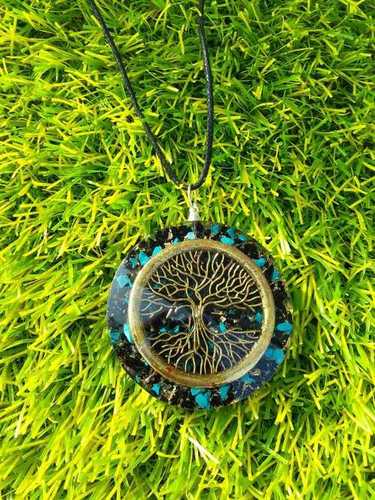 Tree of Life Orgone Pendant - Black Tourmaline & Turquoise Howlite, 50mm | Chakra Alignment, Energy Cleansing, Psychic Protection, Emotional Balance, Stress Relief
