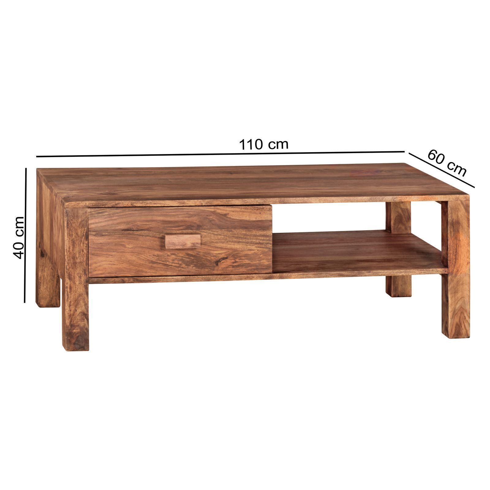 Solid Wooden Coffee Center Table - 60x110x40 Cm, Rosewood Finish, Modern Design, Durable And Easy To Clean, No Assembly Required | Avi Art And Crafts