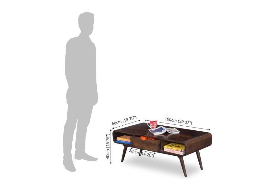 Wooden Center Coffee Table With Storage Victor No Assembly Required