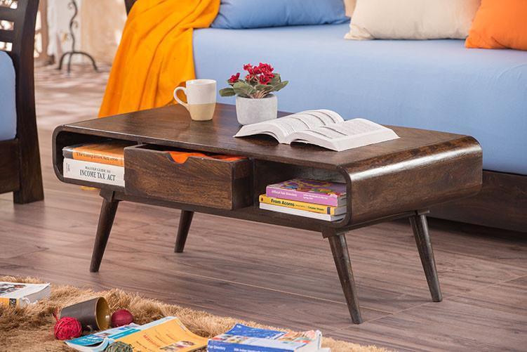 Wooden Center Coffee Table With Storage Victor No Assembly Required