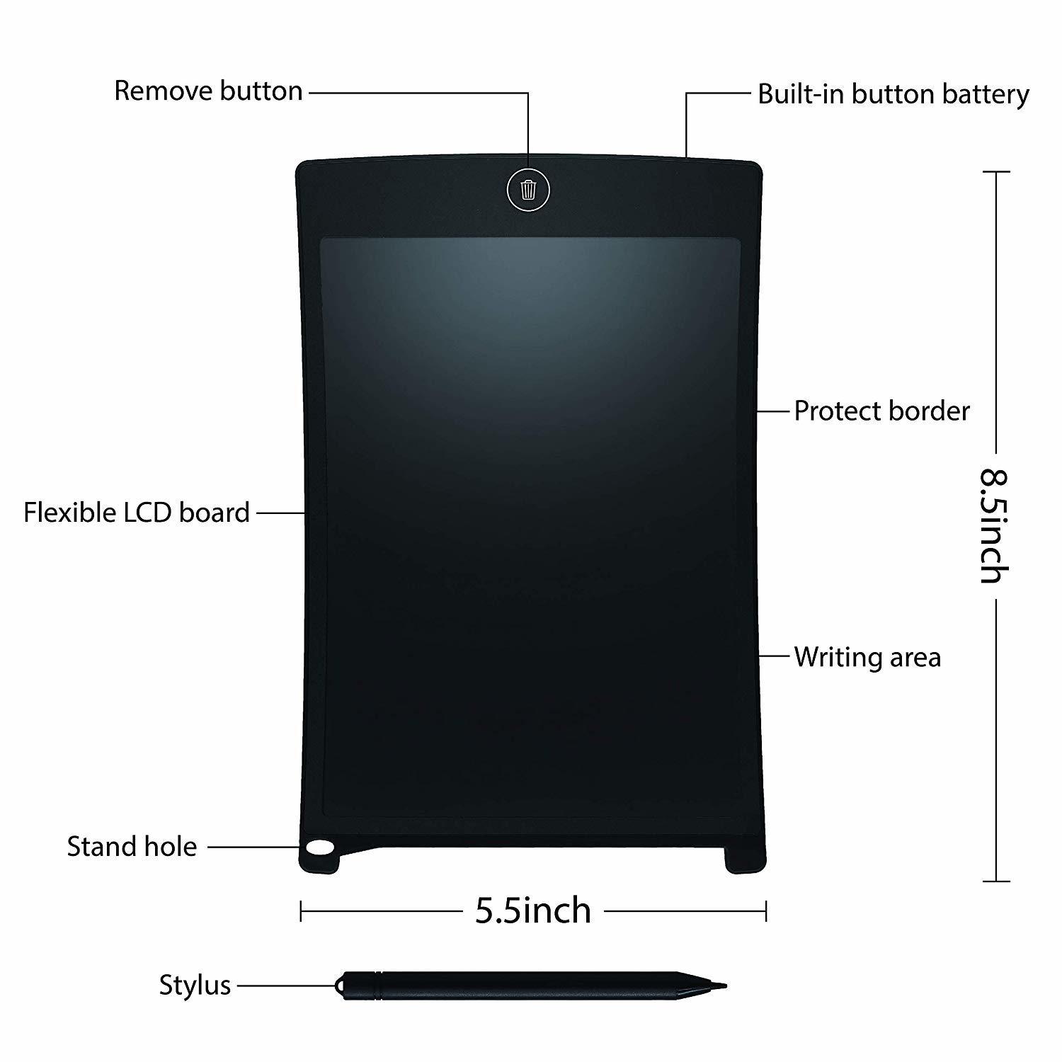 Portable Electronic Reusable Erasable Lcd Writing Tablet - Abs Material, 8.5 Inch, Multicolour | Eye Protection, Portable Design, Perfect For Kids And Professionals, Includes Stylus
