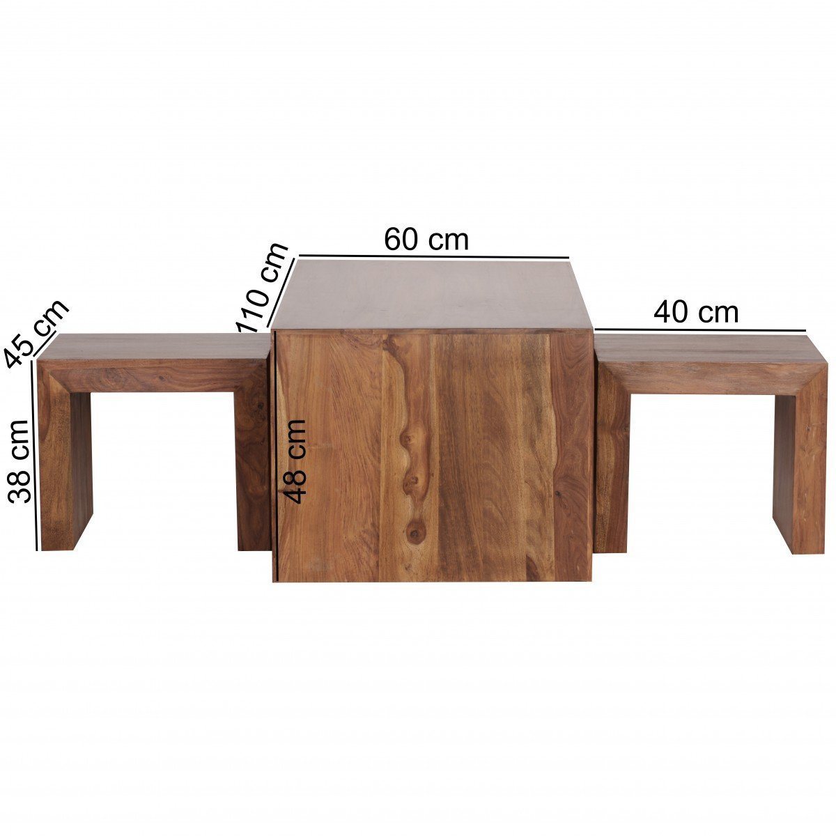 Durable Solid Wood Center Coffee Table Set 3 Armor