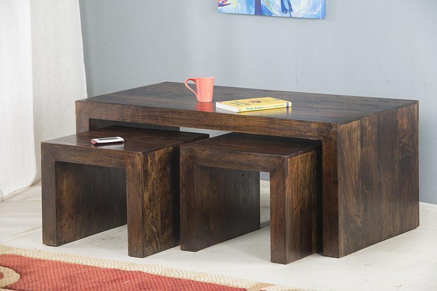 Durable Solid Wood Center Coffee Table Set 3 Armor