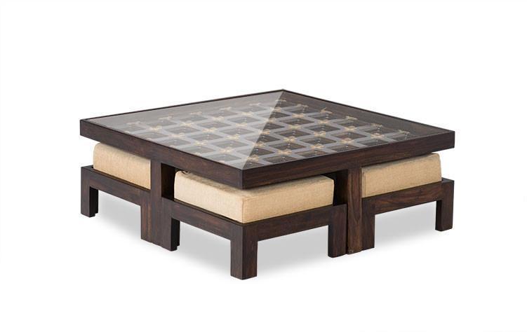 Solid Wood Center Coffee Table - 95x95x36 Cm, Crafted Modern Design With Excellent Finish | Avi Art And Crafts, Indoor & Hotel Furniture