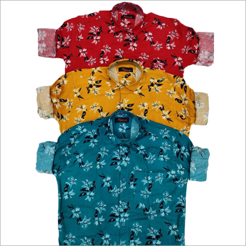 पुरुषों के लिए फ्लोरल प्रिंटेड फुलस्लीव शर्ट