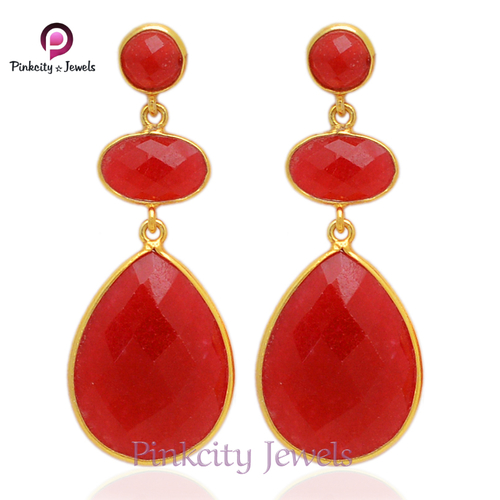 रूबी फेसेटेड 925 सिल्वर ईयररिंग जेंडर: यूनिसेक्स