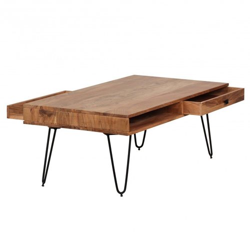 Wooden Center Coffee Table 2 Way Drawers No Assembly Required