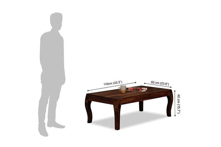 Solid Wood Center Coffee Table - 110x60x40 Cm, Modern Design With Durable Rosewood Finish | Easy To Clean, No Assembly Required
