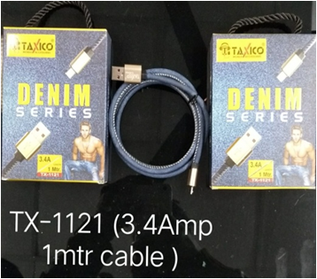 Tx-1121  3.4amp 1mtr Cable Denim Series
