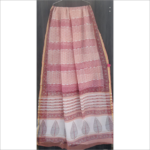 कॉटन कोटा डोरिया ब्लॉक प्रिंट साड़ी