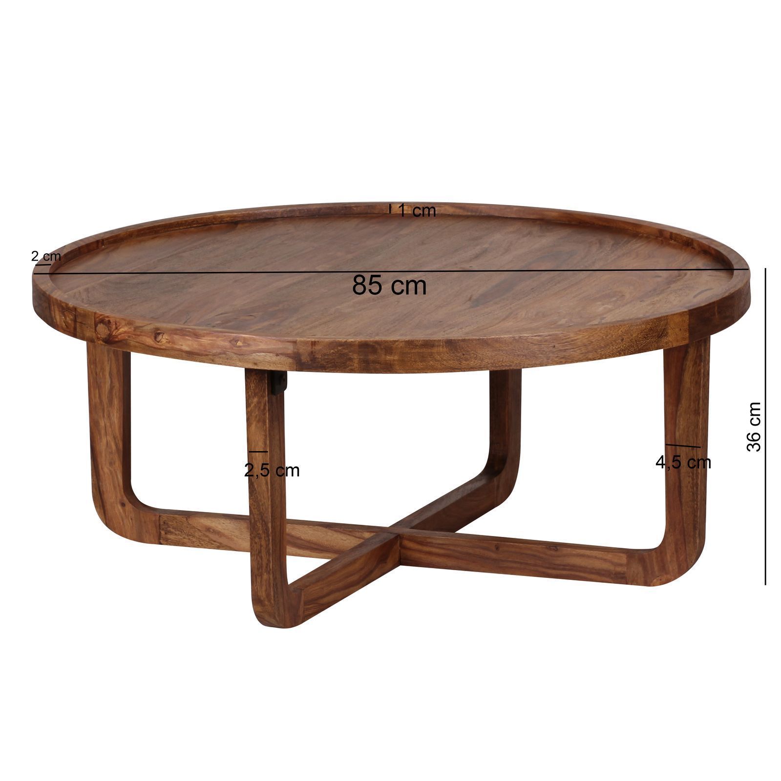 Solid Wood Center Coffee Table Circlet No Assembly Required