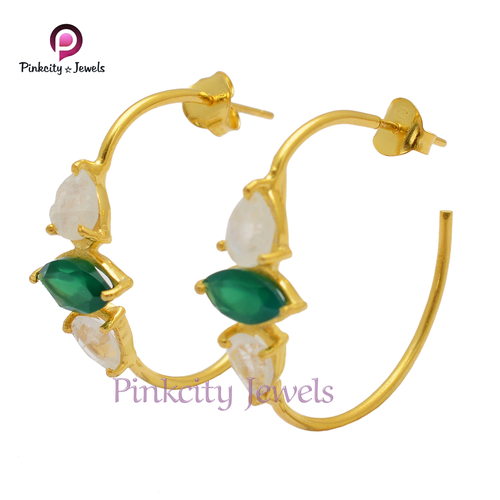 प्राकृतिक मल्टी जेमस्टोन 925 सिल्वर ईयररिंग लिंग: महिलाएं