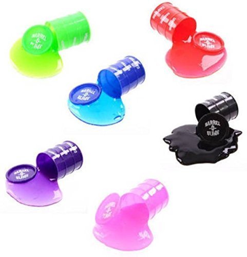 Barrel O Slime For Kids (Set Of 6) - Wood Material, 3 Inch Barrel Size | Fun Random Colors, Non-sticky Liquid Jelly Toy For Creative Play