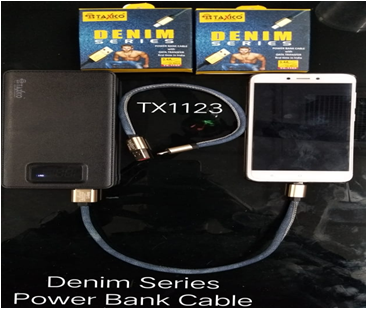 Tx-1123 डेनिम सीरीज पावर बैंक केबल
