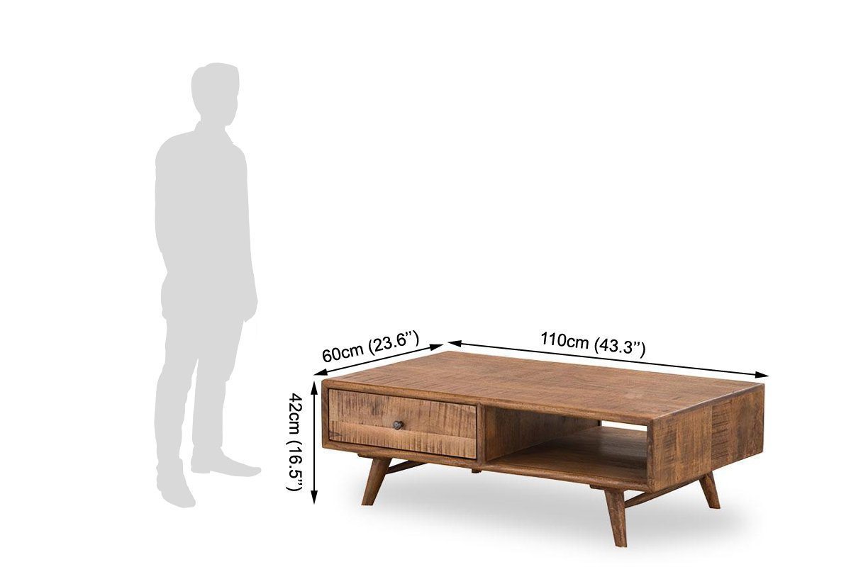 Avi Art And Crafts Solid Wood Center Coffee Table With Drawer Compact