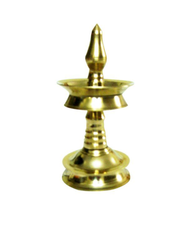 Gold Seven Faced Standalone Brass Oil Lamp With Peacock