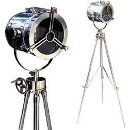 Silver Vintage Chrome Finish Spot Search Light - Floor Light Lamp Tri