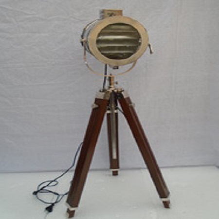 Silver Nautical Chrome Spot Search Light Floor Lamp - Tripod Spot Light