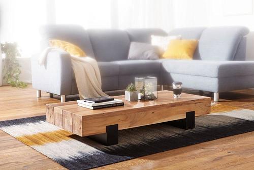 Wooden Center Coffee Table Iron Mix Croke No Assembly Required