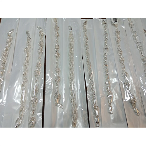 Designer Silver Anklet - Silver, Customized Size | Elegant Women's Jewelry Featuring Crystal/Rhinestone and Pearl Accents for Weddings and Anniversaries