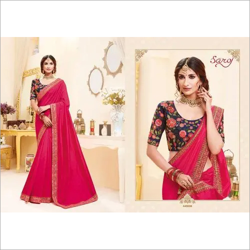 मैजेंटा रंग भारी रेशम की साड़ी