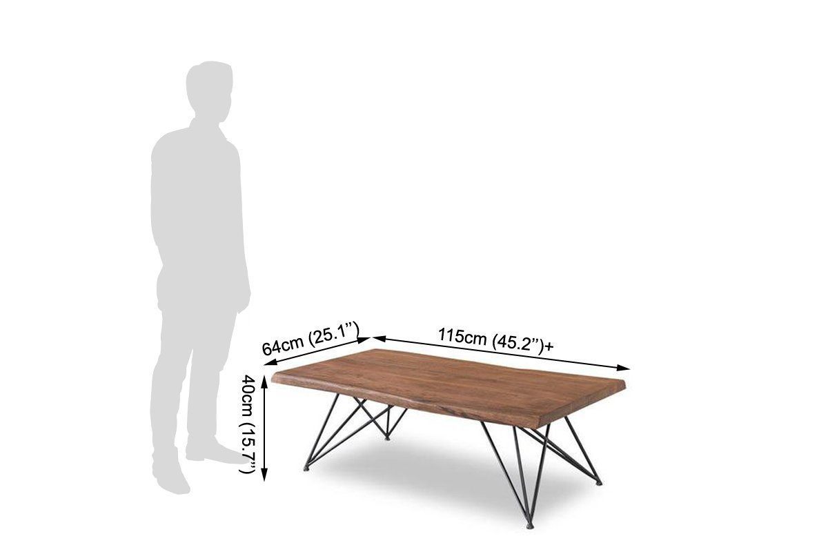 Sold Wood Center Table With Iron Leg Base Composer No Assembly Required