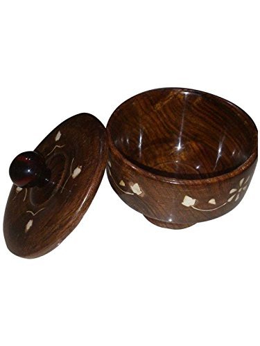 लकड़ी का कटोरा + मुफ्त चाय चम्मच -(भूरा, 4 इंच)