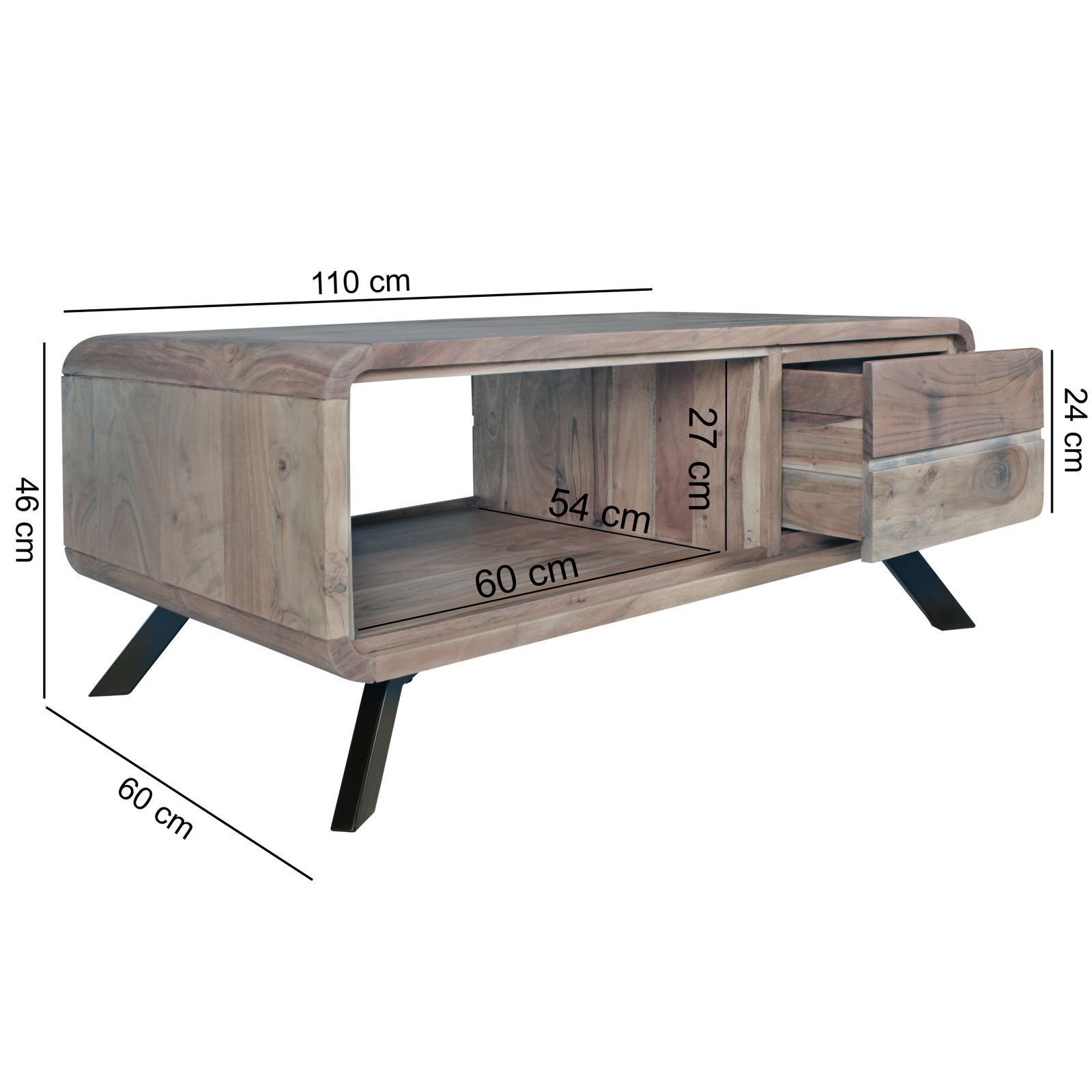 Wooden Center Coffee Table Two Way Drawer Parome No Assembly Required