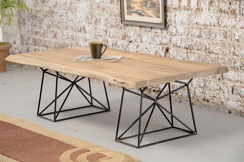 Center Coffee Table With Iron Base Ferrous No Assembly Required