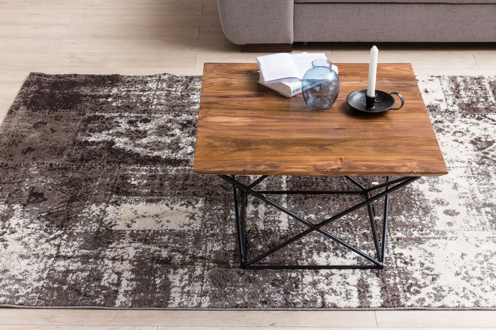 Avi Art And Crafts Center Coffee Table With Iron Base Ferric