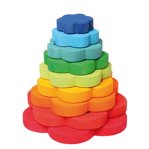Stacking Tower Flower - Wooden Building Block Toys, Colorful Flower Style | Teaches Patience, Problem Solving & Sharpens Fine Motor Skills