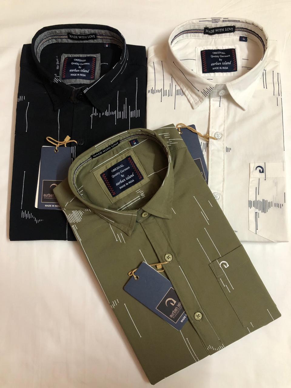 Printed Shirt - Cotton, M L Xl Sizes, Cream Color | Classic Collar, Anti-wrinkle, Breathable, No Fade, Non-toxic, Washable, Full Sleeves