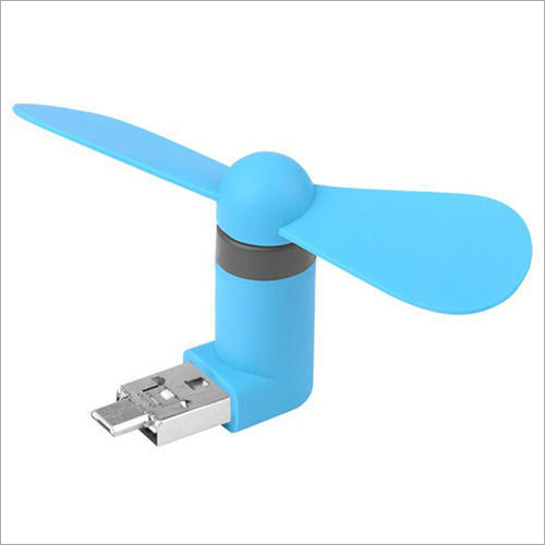 Mobile USB Fan - Plastic Body, 2 Blade Design | Blue Color, Efficient Cooling Solution