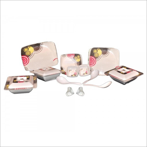 White Printed Melamine Crockery Set