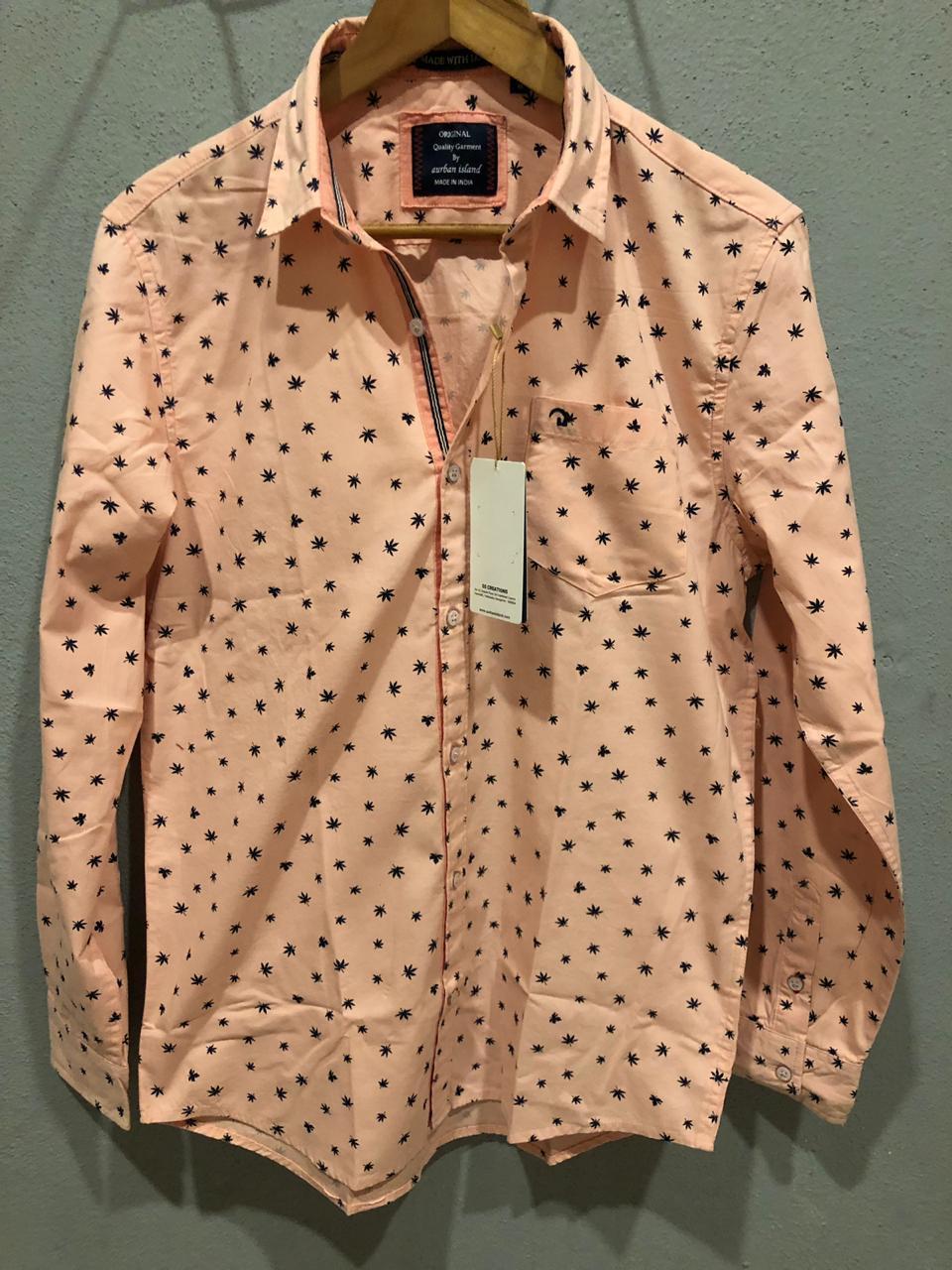 Printed Shirt - Cotton, Sizes M L Xl, Cream Color, Classic Collar Style, Full Sleeves, Designer Prints
