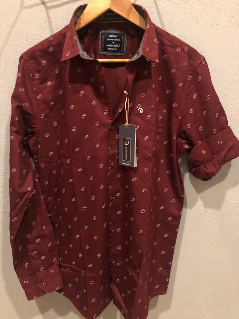 Printed Shirt - Cotton , M L Xl , Green , Classic Collar, Full Sleeves, Printed Design For Casual Male Wear In Rainy Season