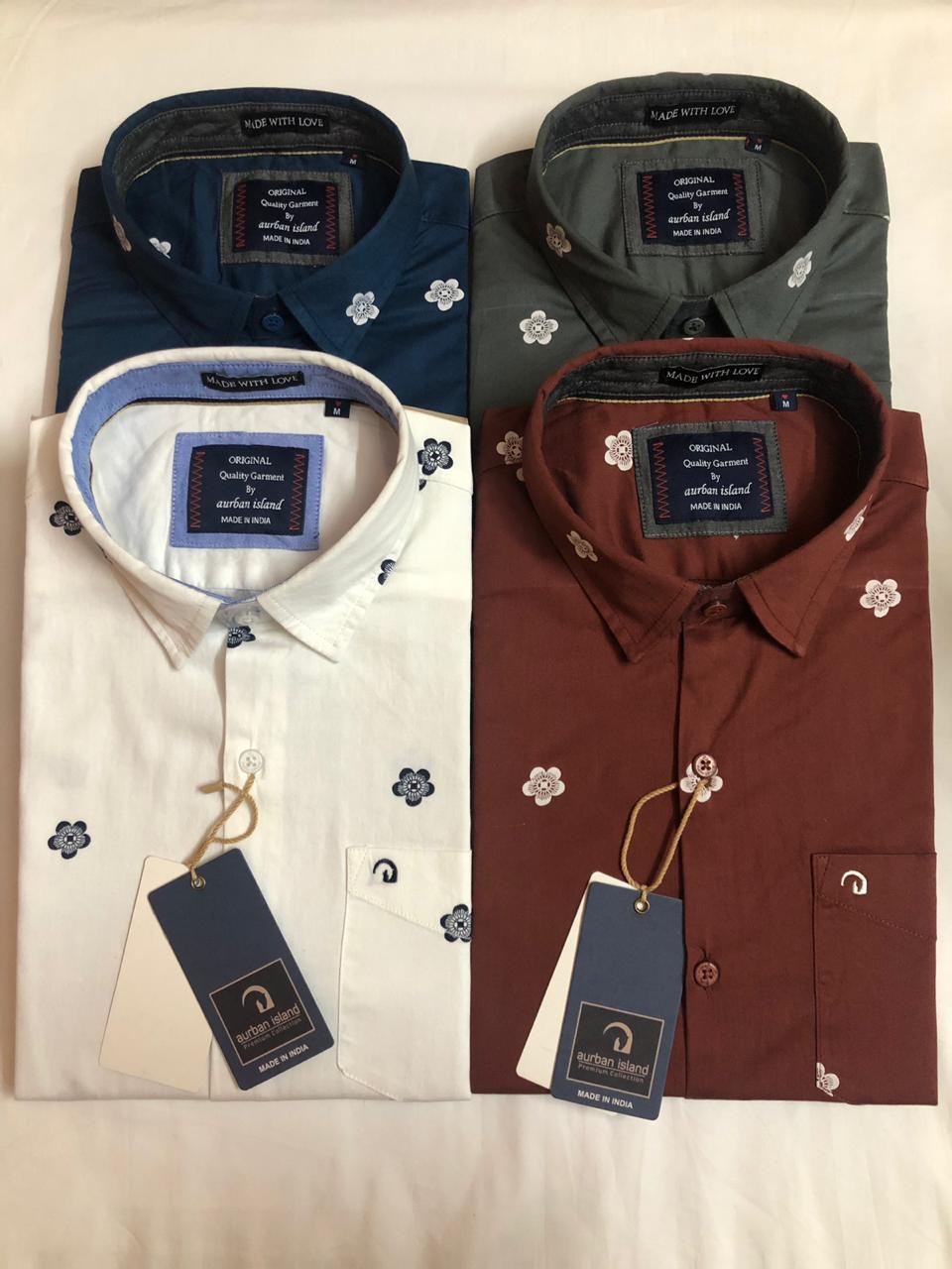 Printed Shirt - Cotton, Sizes: M, L, Xl | Classic Collar, Navy Color, Full Sleeves, Designer Print, Suitable For Rainy Season, Male