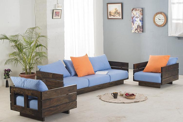 Solid Wood Sofa Set Azure No Assembly Required