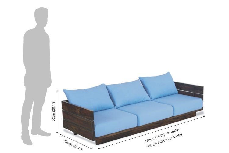 Solid Wood Sofa Set Azure No Assembly Required